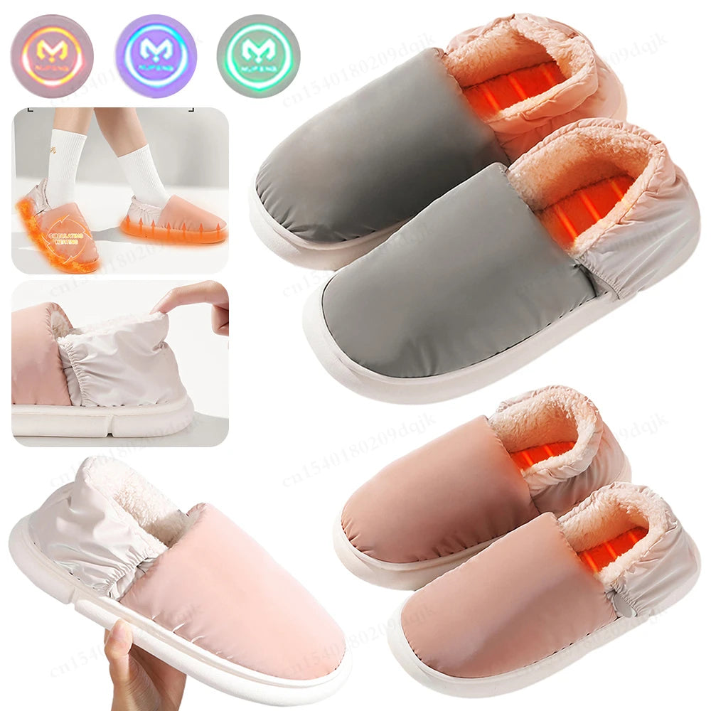USB Rechargeable Electric Heated Slippers - Foot Warmer Shoes with Adjustable Temperature, Cozy Winter Indoor Heating Slippers