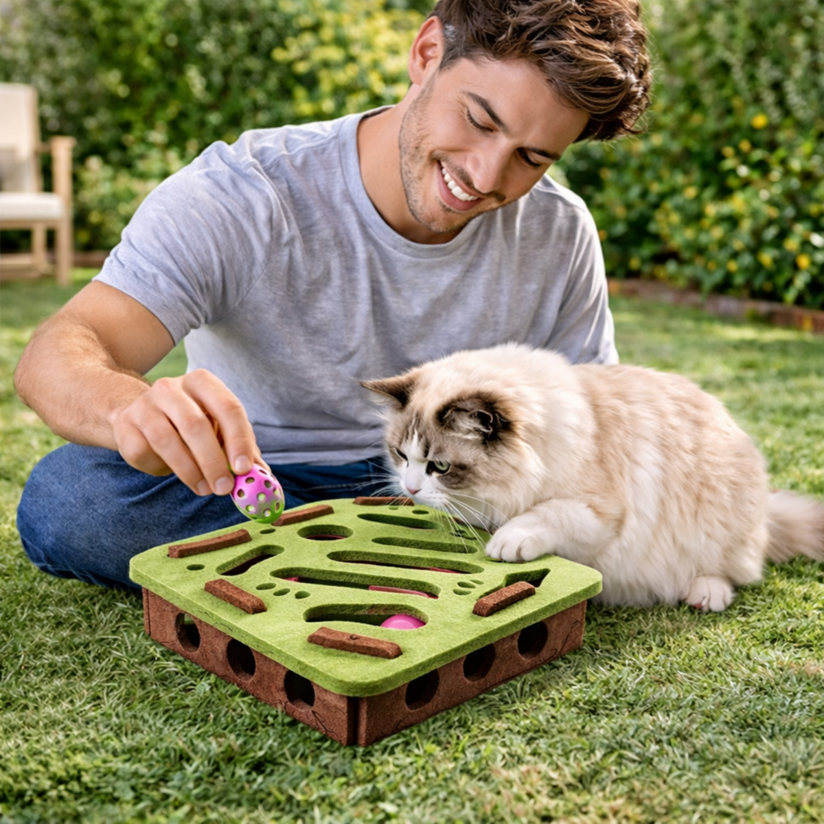 Interactive Cat Puzzle Maze Felt Box Toy – Bell Ball Hunting Game for Kittens Mental Stimulation Indoor Play Cat Supplies Set.