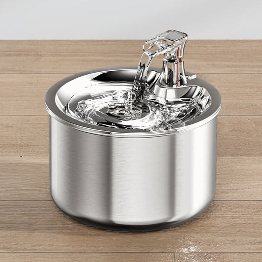 Stainless Steel Pet Water Fountain – 2L Automatic Dispenser with Optional Sensor & Heater