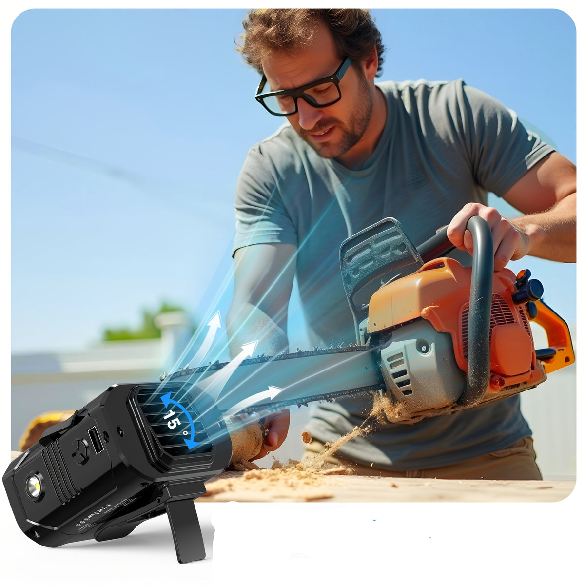 Portable Waist Fan – 10000mAh Clip-On Hands-Free Wearable Cooling Fan with Flashlight and 5 Speeds for Camping and Travel