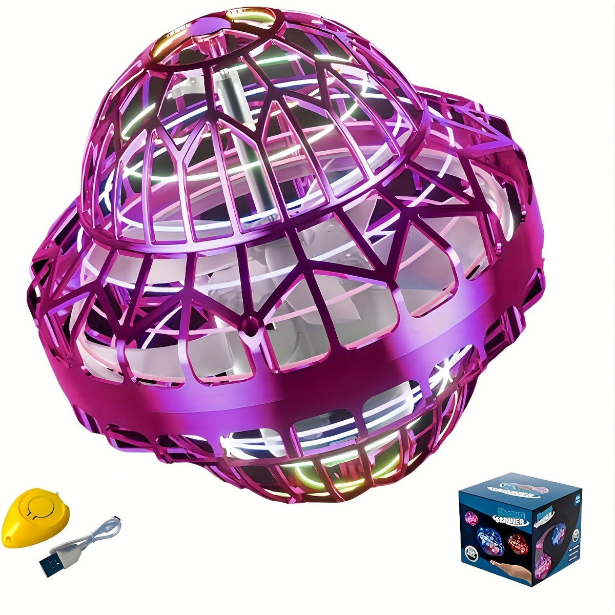 Hand-Operated UFO Flying Ball Toy – Hovering Drone with LED Lights, Boomerang Effect, Perfect Christmas Gift for Kids