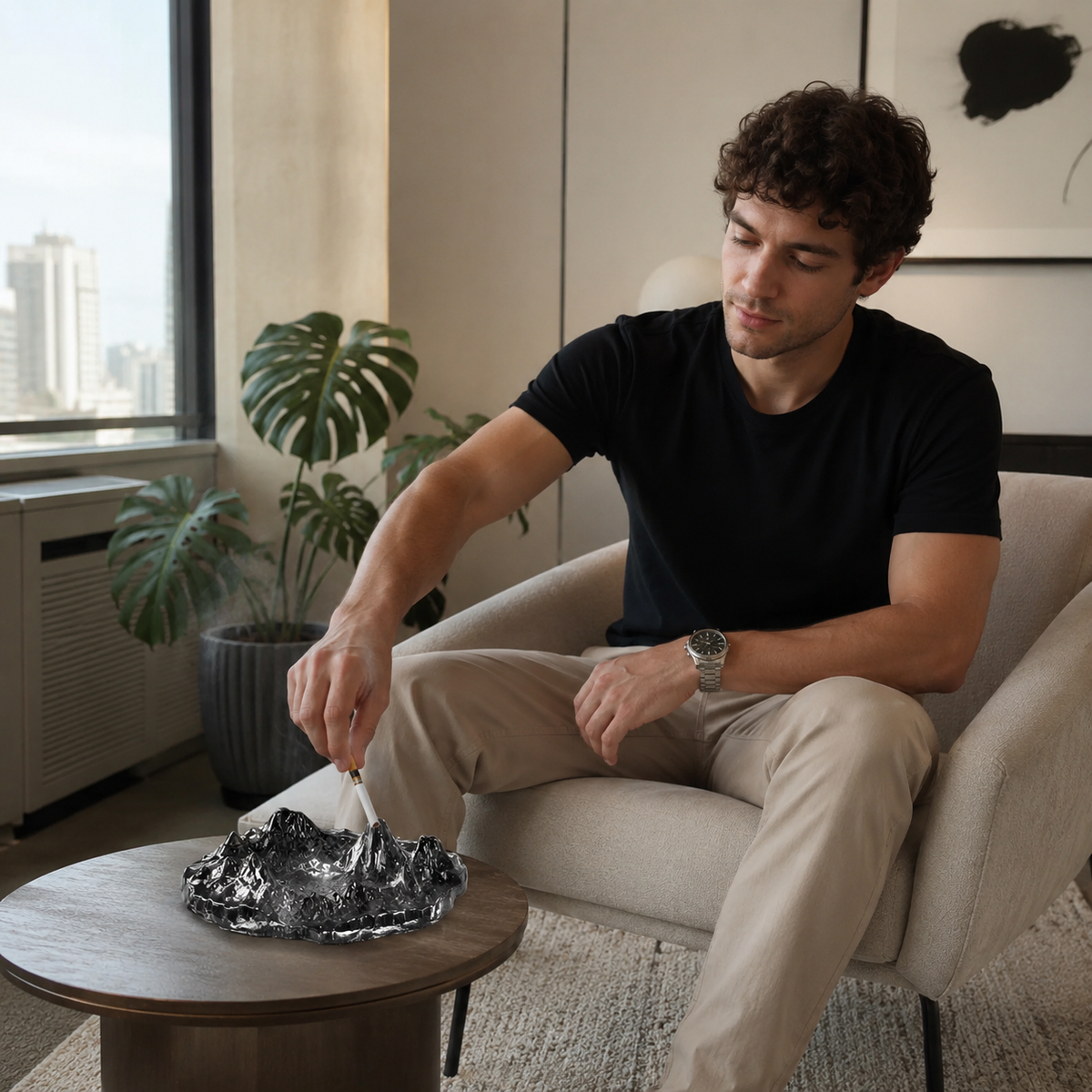 Crystal Glass Ashtray Decor - Creative Snow Mountain Glacier Design for Living Room Office and Luxury Cigar Accessories