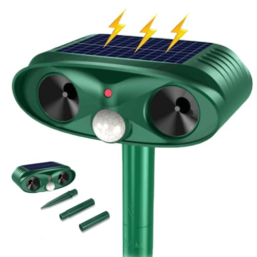 Solar-Powered Ultrasonic Cat Repellent- Outdoor Animal Deterrent for UK Gardens with PIR Motion Sensor, Fox & Cat Scare Device