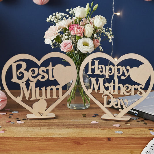 Wooden Heart Ornament Craft - Hollow Heart Shape Plywood Decoration, DIY Gift for Mother's Day Birthday Home Decor Accent