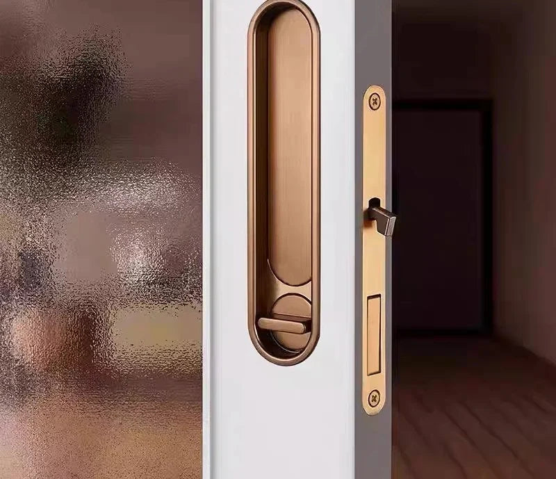 Invisible Entry Hook Pocket Door Lock – With Interior Lock Fittings, Modern Sliding Hardware for Doors, Rooms, or Minimalist Spaces