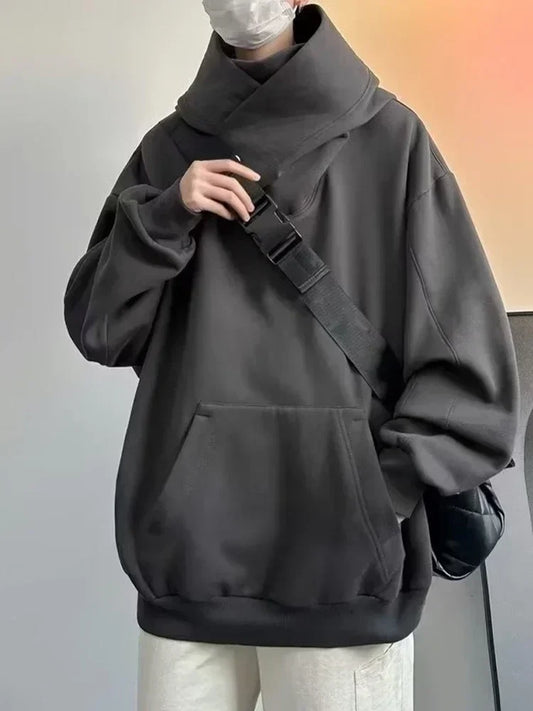 Men’s Ninja Turtleneck Hoodie – Y2K Vintage Fleece Sweatshirt for Hip Hop Streetwear, Japanese Fashion and Casual Winter Comfort