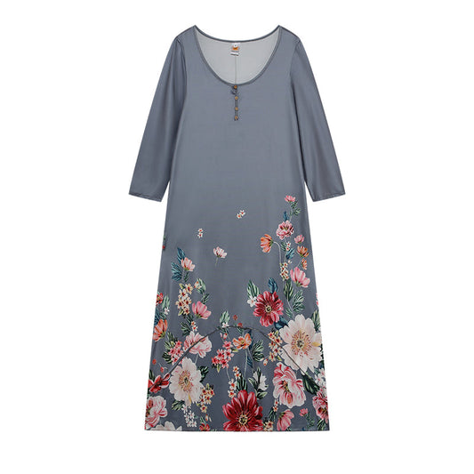 Women’s Printed Long Sleeve Dress – Trendy Fashion Dress with Irregular Hem Elegant Casual Wear for Modern Women
