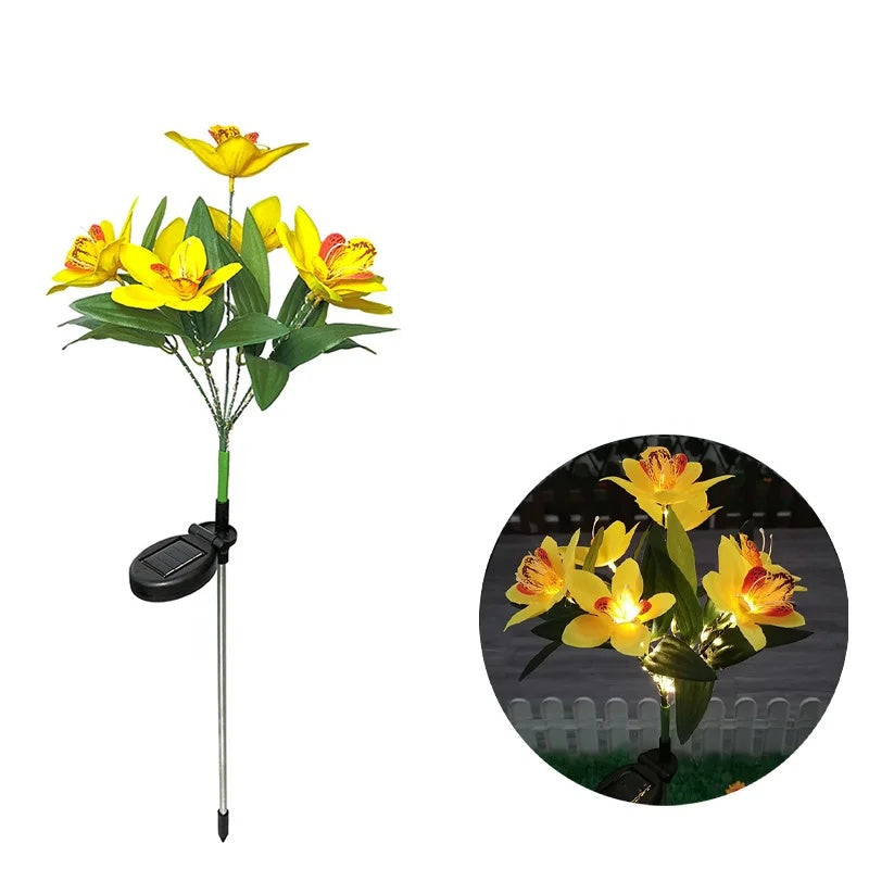 Solar Orchid Flower Lights – LED Outdoor Garden Stake Lights for Yard, Pathway & Landscape Décor