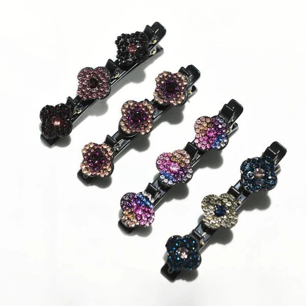 Sparkling Crystal Stone Braided Hair Clips