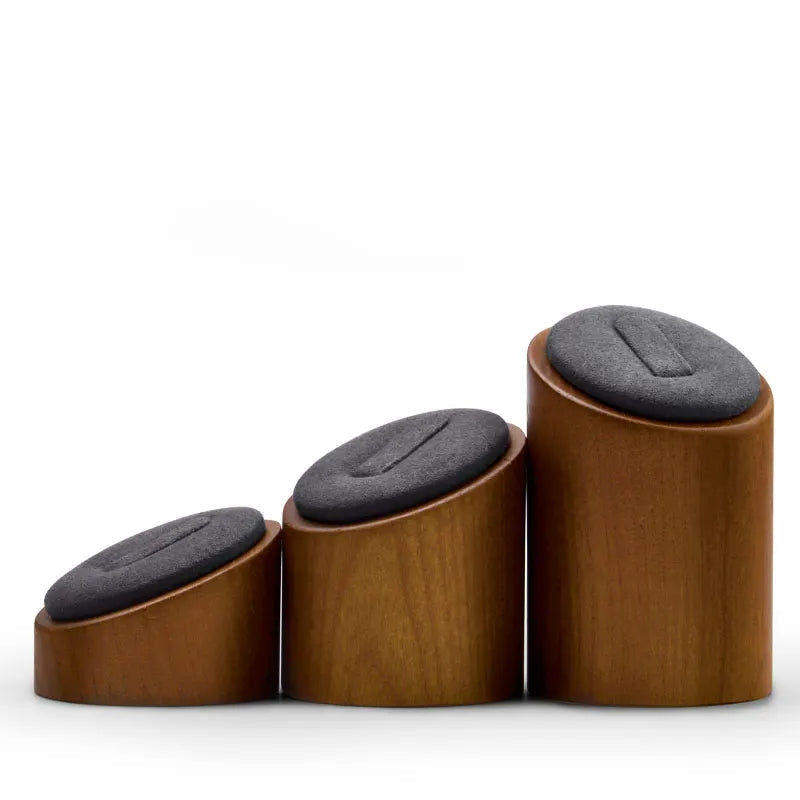 Wooden Ring Display Stand – 3-Piece Solid Wood Wedding Set Showcases Jewelry Elegantly with Rustic Charm and Timeless Appeal