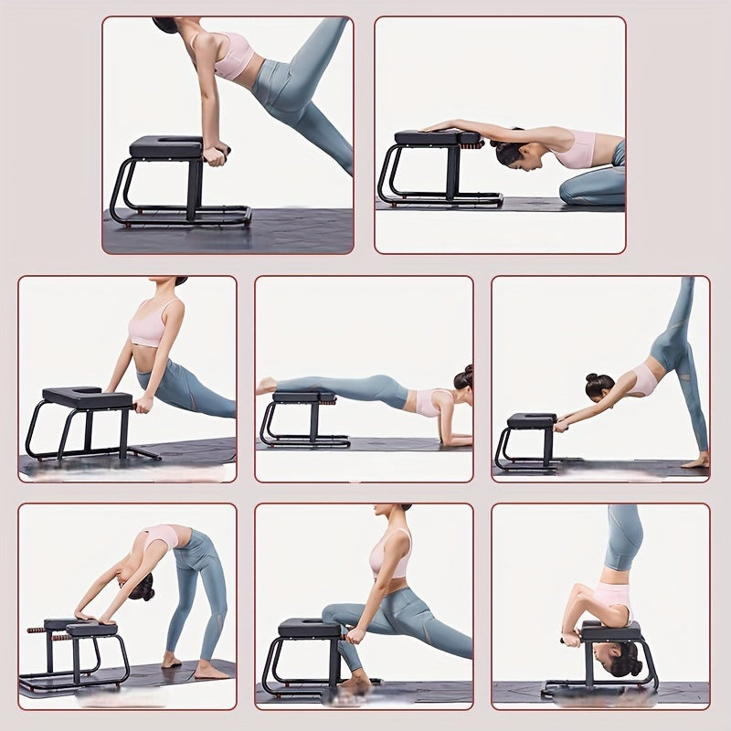 Anti-Slip Yoga Pilates Inversion Stool – 500Lb Chair, Upright Fitness Aid for Safe Inversion Therapy with Padded Seat and Arm Support