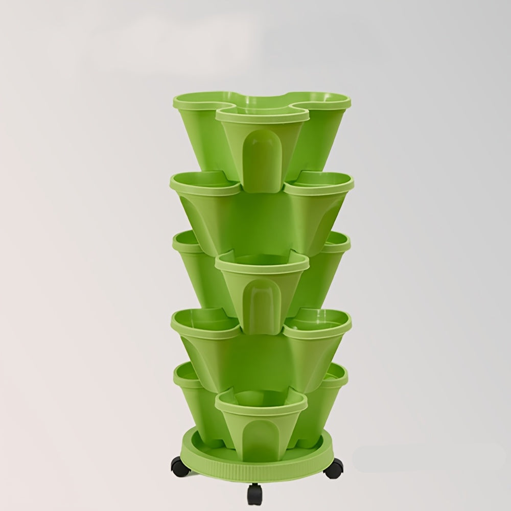 Vertical Garden Planter – 5-Tier Sleek Space-Saving Tower for Strawberries, Herbs, and Blooms, Indoor/Outdoor Easy-to-Assemble Gardening Essential
