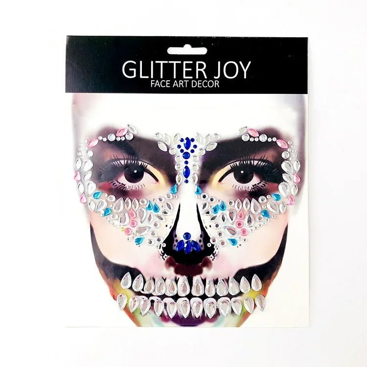 Halloween Face Stickers - Party Horror Grimace Decorations, Acrylic Gem Temporary Tattoo Stickers