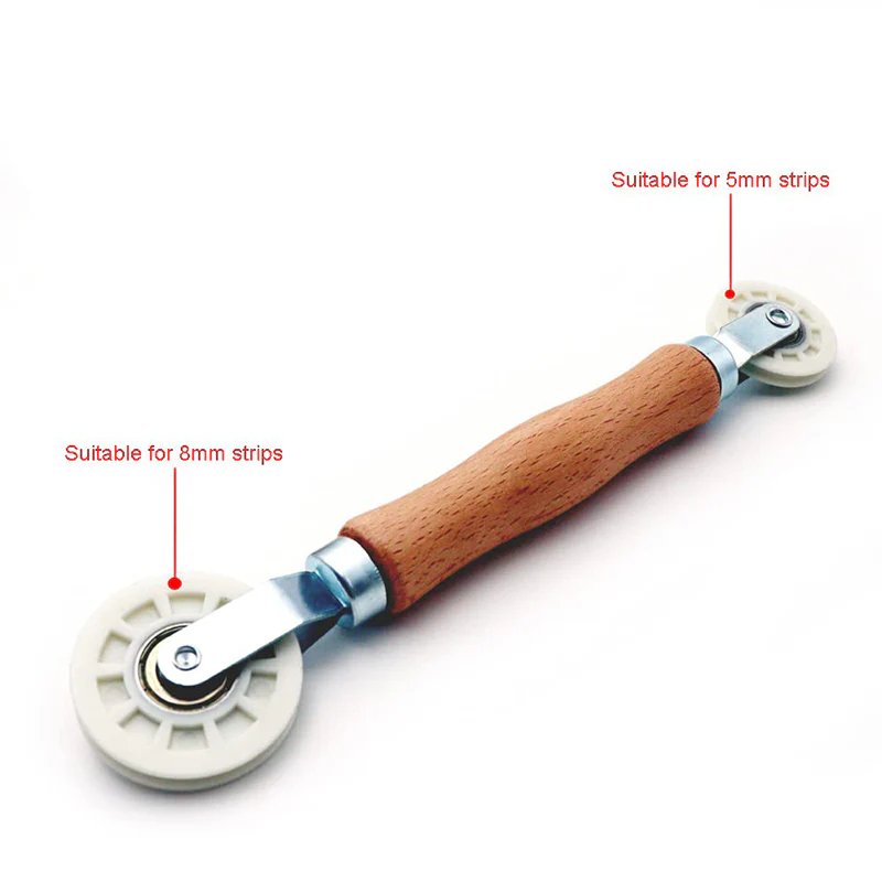 Led Strip Channel Roller Tool - U-Groove Wheels with Wooden Handle Quick Installation Tool for LED Strip