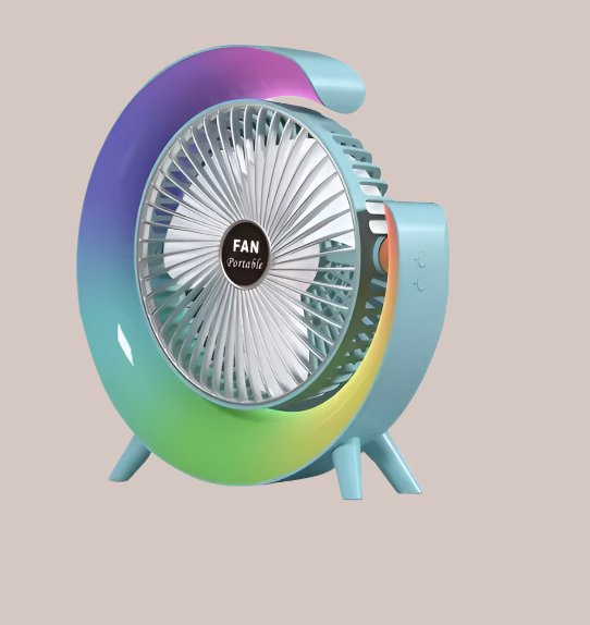 Portable Cooling Fan - USB Rechargeable Fan with LED 7-Color Lighting