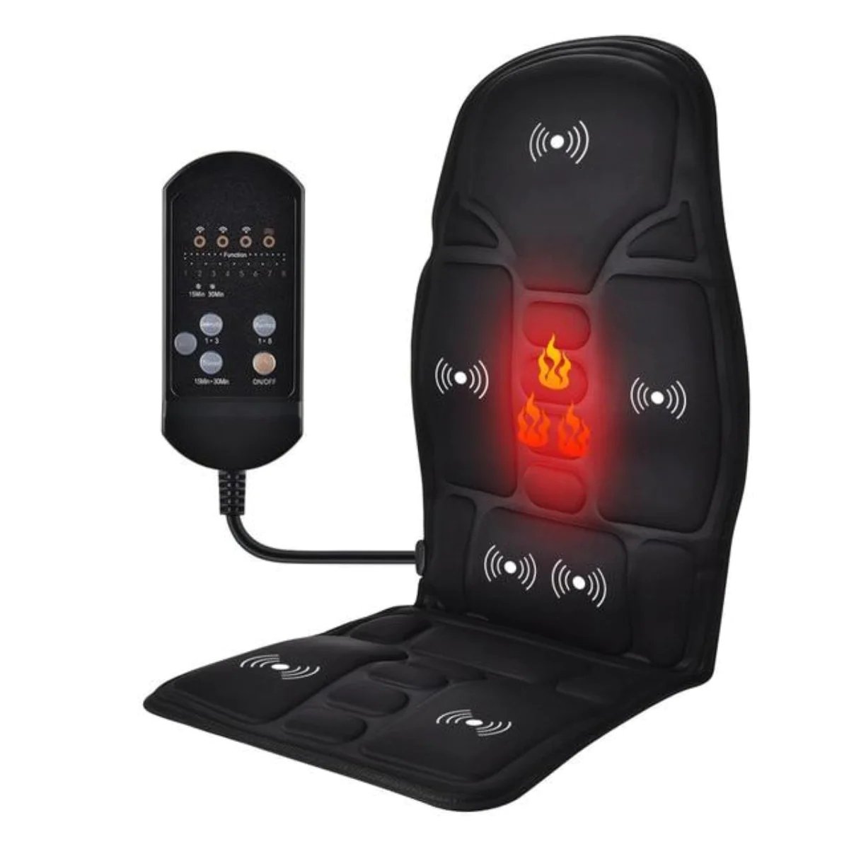 Portable Heated Vibrating Back Massager - Massage Chair Pad for Home Office Car Use