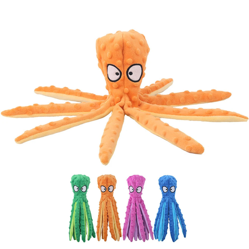 Octopus Sound Pet Chew Toy – Plush Chew Play Companion for Dogs & Cats with Teeth Cleaning & Crinkle Paper Fun
