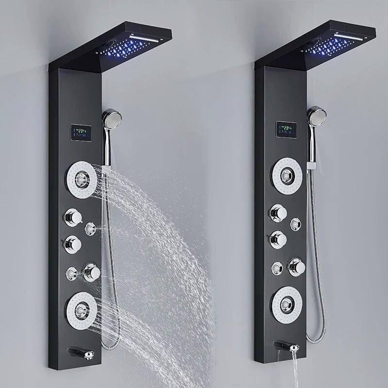 Shower Panel Tower Massage System - LED Waterfall Shower Water Top Spray Temperature Display Faucet
