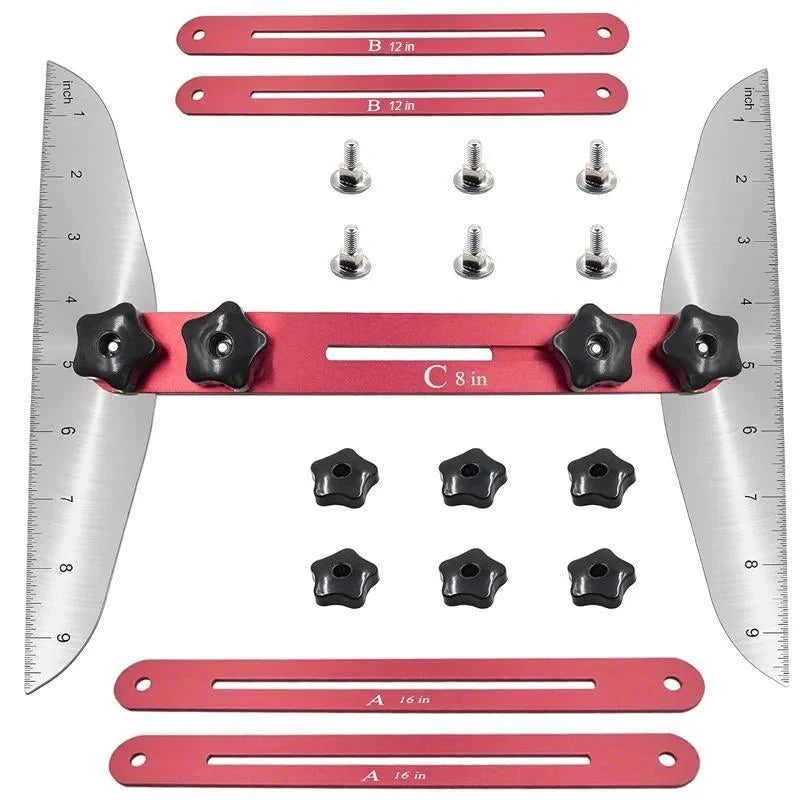 Stair Tread Jig Template Tool - Adjustable Gauge for Stairs Risers, Shelves and Partitions