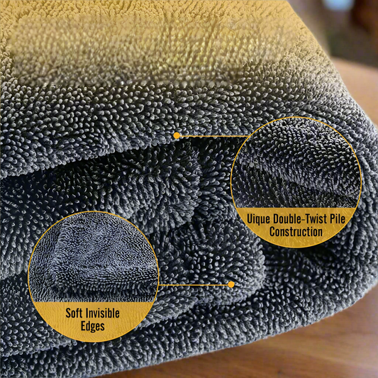 Double Sided Microfiber Car Drying Towel β 1500GSM Ultra-Absorbent Twisted Loop Design Towel, Streak-Free Wash Companion