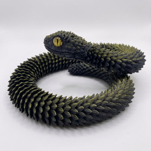 3D-Printed Articulated Snake - Posable Bush Viper Desk Fidget