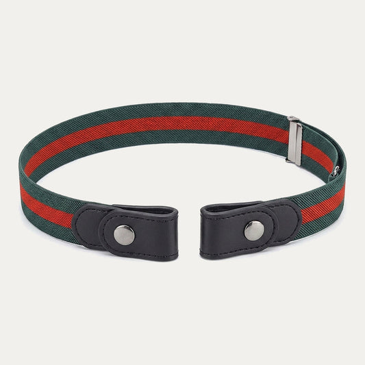 Buckle-Free Stretch Belt for Women - Flat Elastic Waist Belt with Snap Tabs, No Buckle Bulge