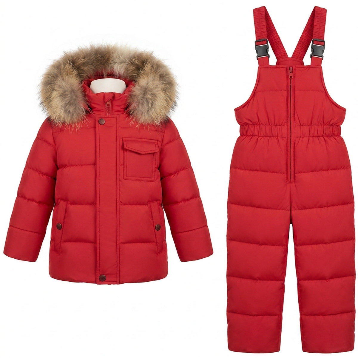 Kids Winter Snowsuit Set - Warm Down Jacket and Overalls Outfit for Boys Girls Toddlers and Cold Weather Outdoor Play