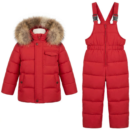 Kids Winter Snowsuit Set - Warm Down Jacket and Overalls Outfit for Boys Girls Toddlers and Cold Weather Outdoor Play