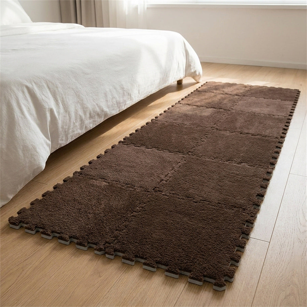 Plush Interlocking Carpet Tiles – 12 Foam Puzzle Mat Squares, 11.8 in, Hand-Washable