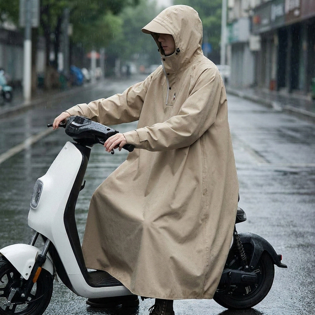 Waterproof Hooded Rain Poncho - Thick Oxford Raincoat for Men Women, Oversized Outdoor Rain Gear for Hiking and Travel