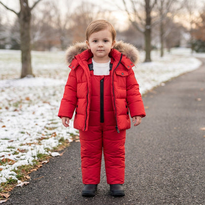 Kids Winter Snowsuit Set - Warm Down Jacket and Overalls Outfit for Boys Girls Toddlers and Cold Weather Outdoor Play