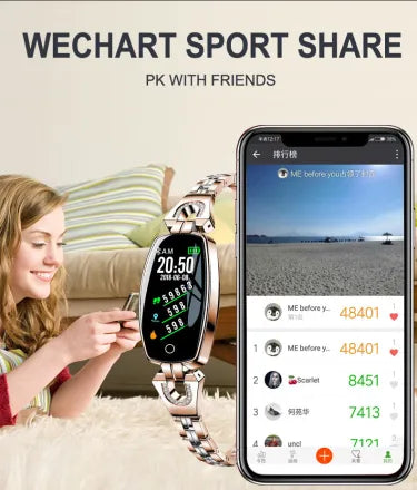 Waterproof Smart Fitness Bracelet w/ HR & BP Monitor For Women