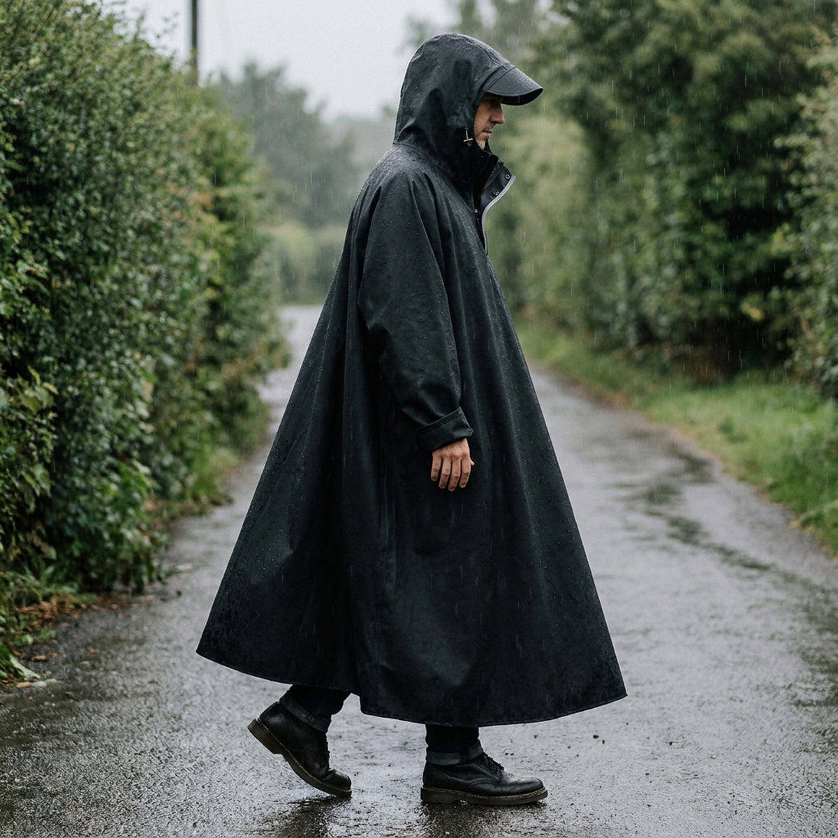 Waterproof Hooded Rain Poncho - Thick Oxford Raincoat for Men Women, Oversized Outdoor Rain Gear for Hiking and Travel