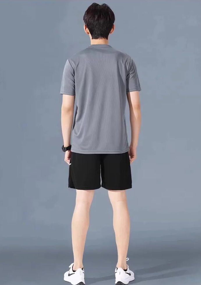 Breathable Shortsleeve Ice Silk Men’s Sportswear Set – Quick-Dry, Sweat-Wicking Running Outfit for Summer, Basketball & Fitness