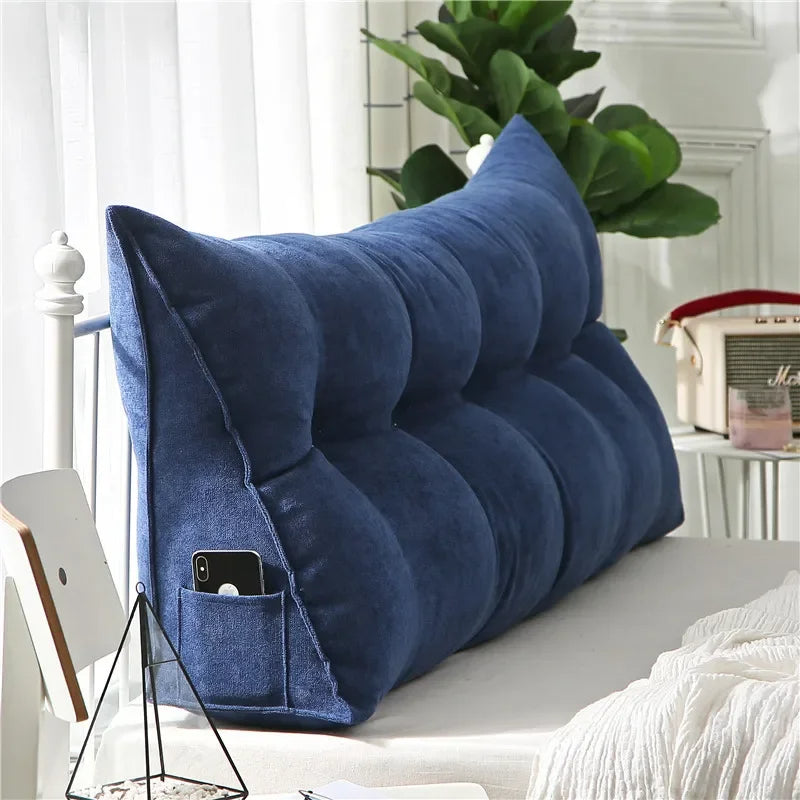 Triangular Bed Headboard Pillow – Large Backrest Cushion for Reading, Sleeping & Full Body Positioning Support