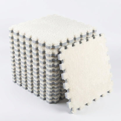 Plush Interlocking Carpet Tiles – 12 Foam Puzzle Mat Squares, 11.8 in, Hand-Washable