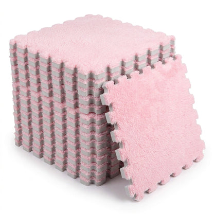 Plush Interlocking Carpet Tiles – 12 Foam Puzzle Mat Squares, 11.8 in, Hand-Washable