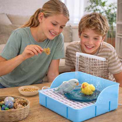Automatic Electric Bird Bath Basin – Circulating Water Fountain for Budgerigars Cockatiels Peony and Sun Conures