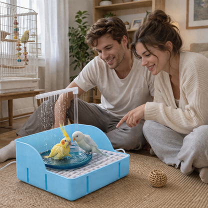 Automatic Electric Bird Bath Basin – Circulating Water Fountain for Budgerigars Cockatiels Peony and Sun Conures