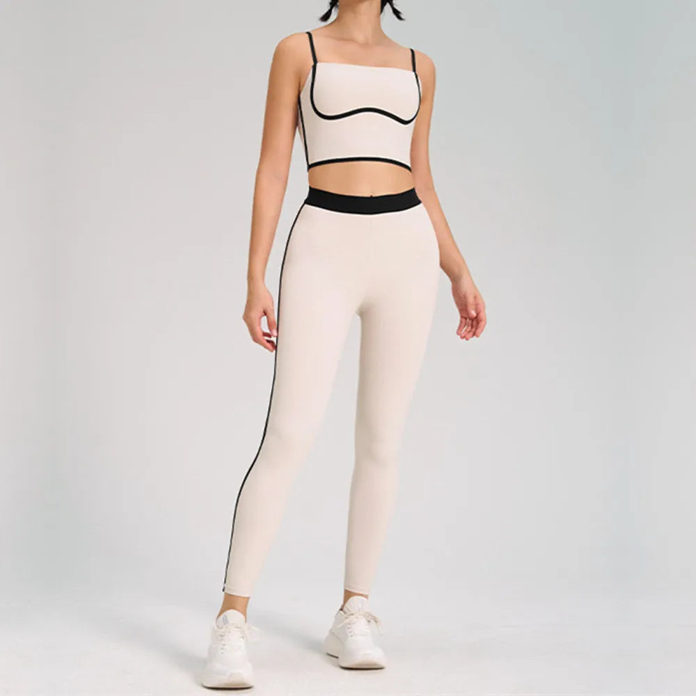Women’s Yoga Gym Set – 2PCS Sportswear with Leggings and Sports Bra, Comfortable Fitness Outfit for Workout and Training