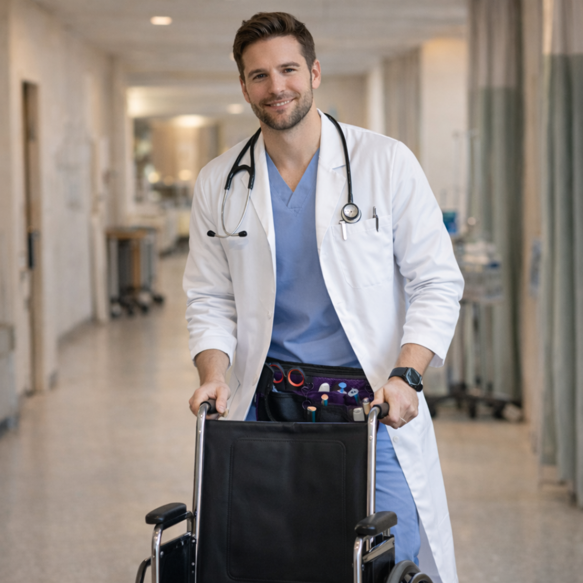 Dual-Layer Nurse Fanny Pack – Reflective Medical Organizer Waist Bag for Stethoscope, Scissors and Nursing Essentials