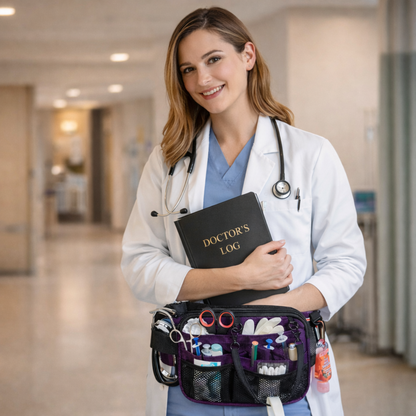Dual-Layer Nurse Fanny Pack – Reflective Medical Organizer Waist Bag for Stethoscope, Scissors and Nursing Essentials