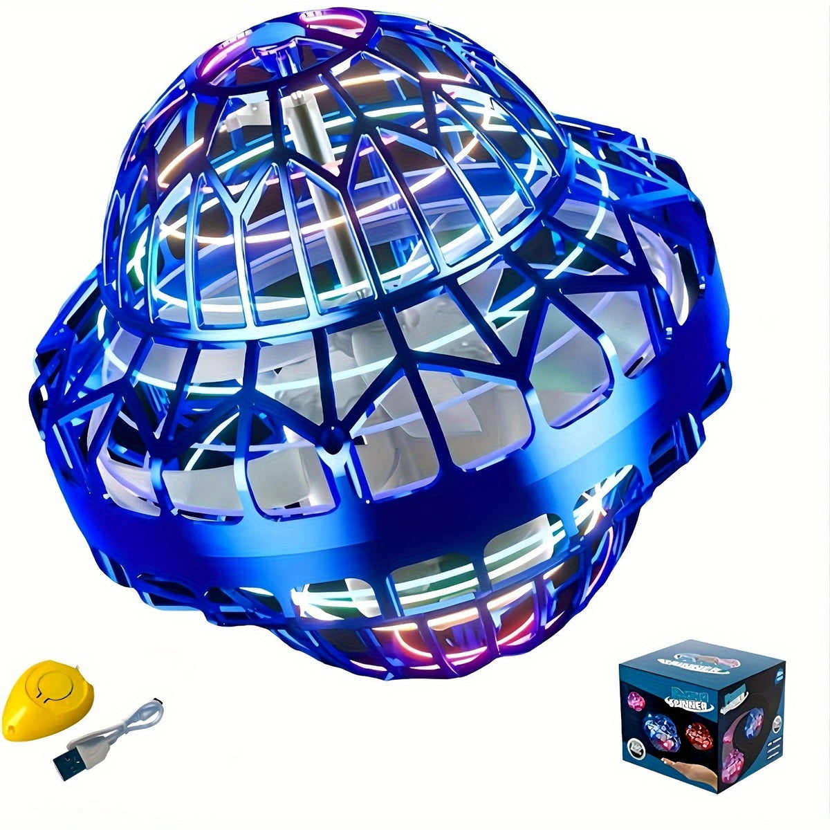 Hand-Operated UFO Flying Ball Toy –  Hovering Drone with LED Lights, Boomerang Effect, Perfect Christmas Gift for Kids