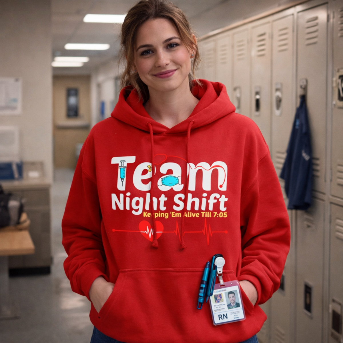 Women’s Night Shift Nurse Hoodie – Casual Long Sleeve Medical Graphic Sweatshirt for RN, LPN and CNA Staff