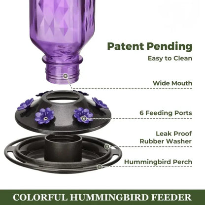 24oz Leak Proof Glass Hummingbird Feeder