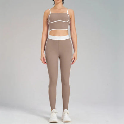 Women’s Yoga Gym Set – 2PCS Sportswear with Leggings and Sports Bra, Comfortable Fitness Outfit for Workout and Training