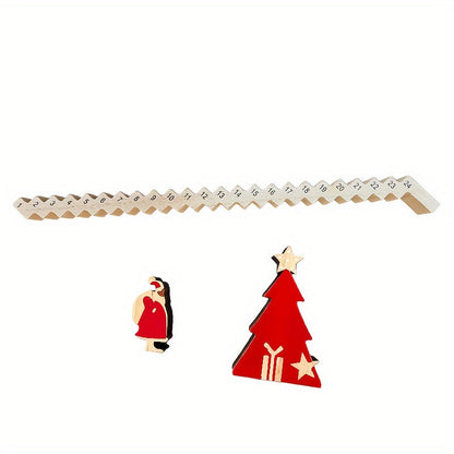 Santa Advent Calendar – 24-Day Wooden Christmas Countdown with English Text, Tabletop Holiday Decor for Parties, Homes, and Festive Displays