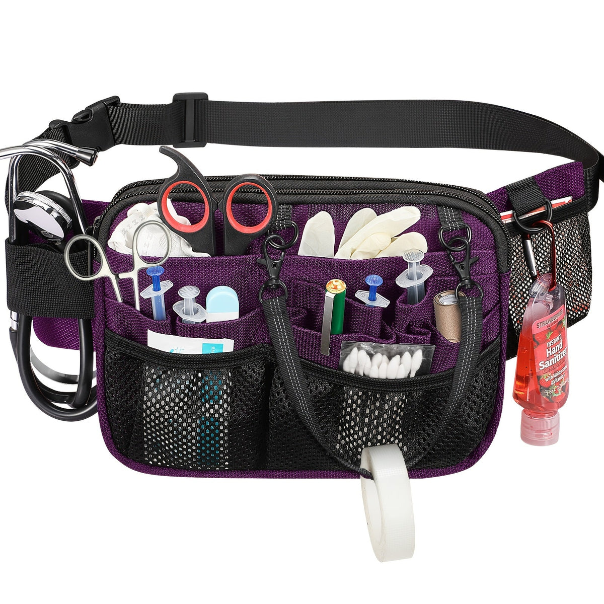 Dual-Layer Nurse Fanny Pack – Reflective Medical Organizer Waist Bag for Stethoscope, Scissors and Nursing Essentials