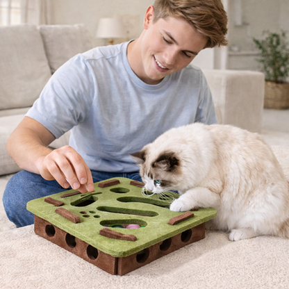 Interactive Cat Puzzle Maze Felt Box Toy – Bell Ball Hunting Game for Kittens Mental Stimulation Indoor Play Cat Supplies Set.