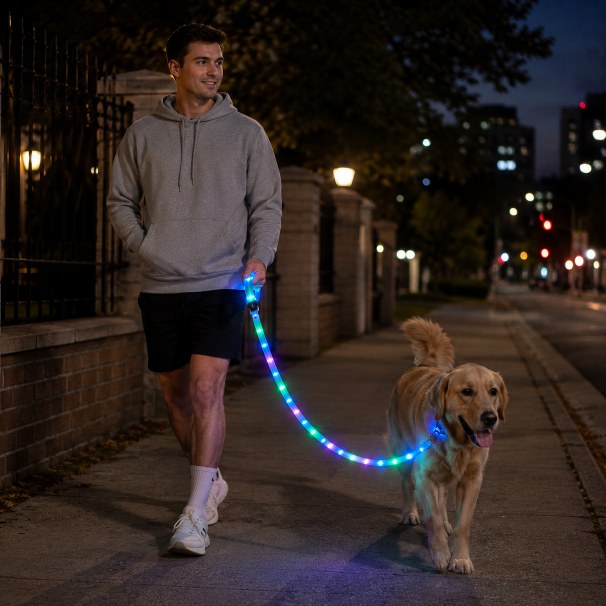 USB Rechargeable Light Up LED Dog Leash - Pet Leash with Durable Webbing, Night Safety Walking Accessory for Dogs Visibility